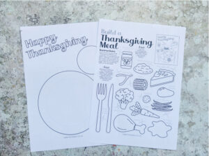 two page thanksgiving craft printed onto white paper