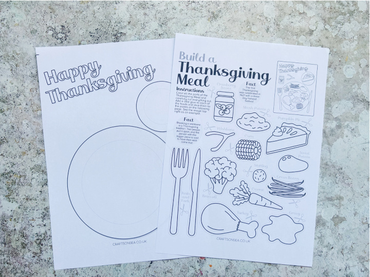two page thanksgiving craft printed onto white paper